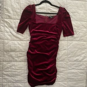 Lulus wine red velvet midi dress